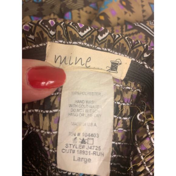 Mine Womens Maxi Dress SZ L Boho Aztec Country Festival Southwest Sundress - Picture 6 of 9